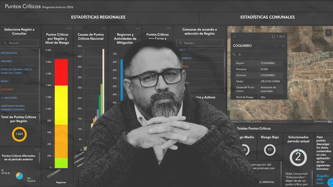 El delegado presidencial de Coquimbo, Víctor Pino, encabeza una sesión del COGRID regional por el sistema frontal